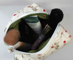 Make up bag  Rose with red or green lining