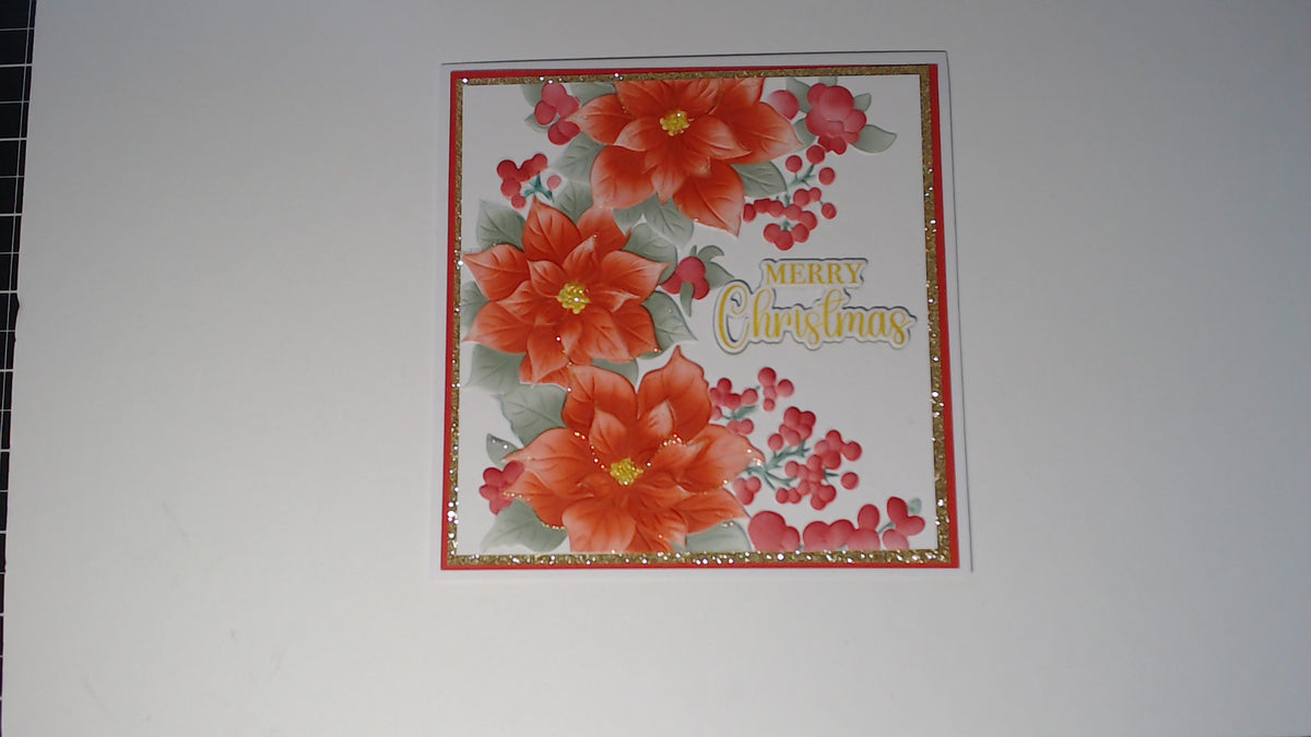 🎁 Handmade Christmas Greeting Card – Red Poinsettia Elegance
