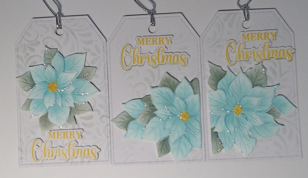 ❄️  Christmas Gift Tags – Blue Poinsettia Collection