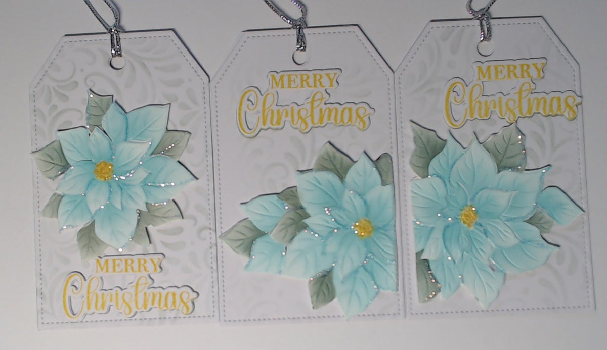 ❄️  Christmas Gift Tags – Blue Poinsettia Collection